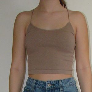 brown tank top